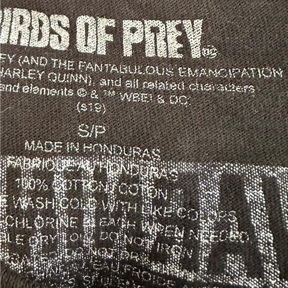 Birds of Prey Harley Quinn Warning Small Long Sleeve Shirt Unisex Black - Picture 9 of 9